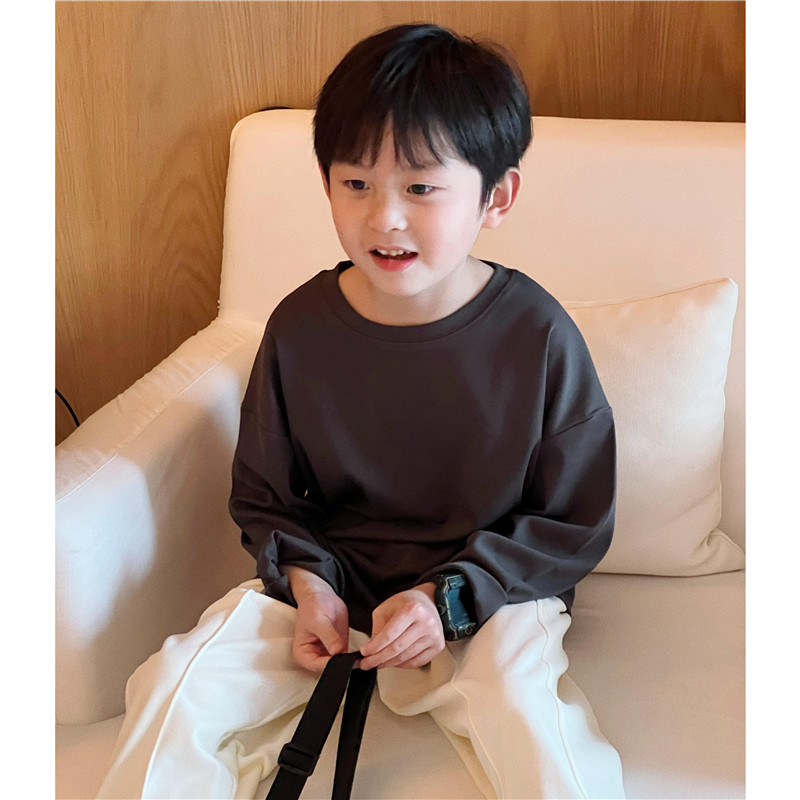 童妈定制男童韩版宽松纯棉韩系灰纯色圆领T恤简约百搭上衣春秋装,童装/婴儿装/亲子装,T恤,淘宝优惠券,粉丝福利购,淘宝优惠卷