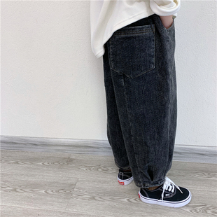 秋冬装 童童妈定制男女童日系宽松有弹中线老爹牛仔裤 儿童加厚长裤