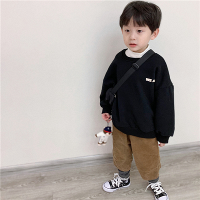 男女童韩版宽松颗粒绒weare卫衣