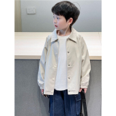 童童妈定制男童韩版 简约宽松外套儿童双层涤棉舒适潮风衣春秋装