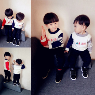 清仓瑕疵不退换男童兄弟装 亲子毛衣男宝宝软糯套头毛线衣2017冬款