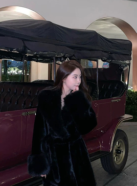 静茹家高级感御姐风收腰显瘦小个子毛毛大衣(配腰带)YS4-94331