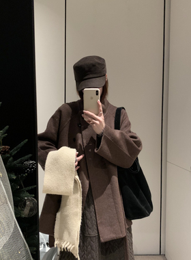 静茹约休闲气质质感气质羊毛外套(配腰绳)（含100澳毛）120718-W1