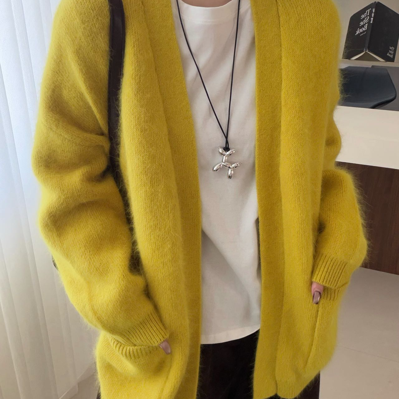 静茹家毛29.6长毛绒慵懒风口袋大外套毛衣(含17.8绵羊毛)660761