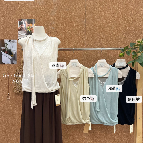 26夏上新温柔私语智感韩剧女主～安利韩系气质蕾丝拼接假两件针织