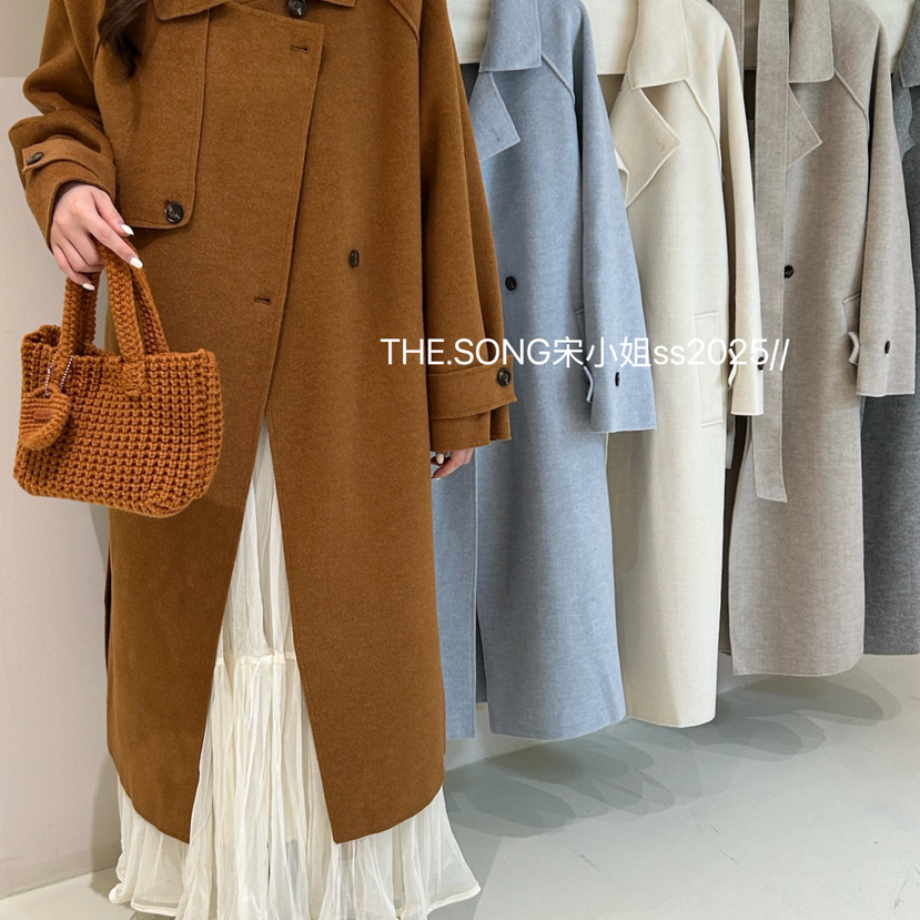 静茹冬上新经典插肩袖时尚气质大衣(配腰带)101