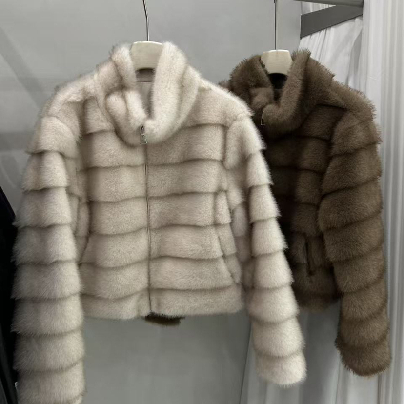 静茹冬上新韩系立领毛毛保暖短外套YS1-6886