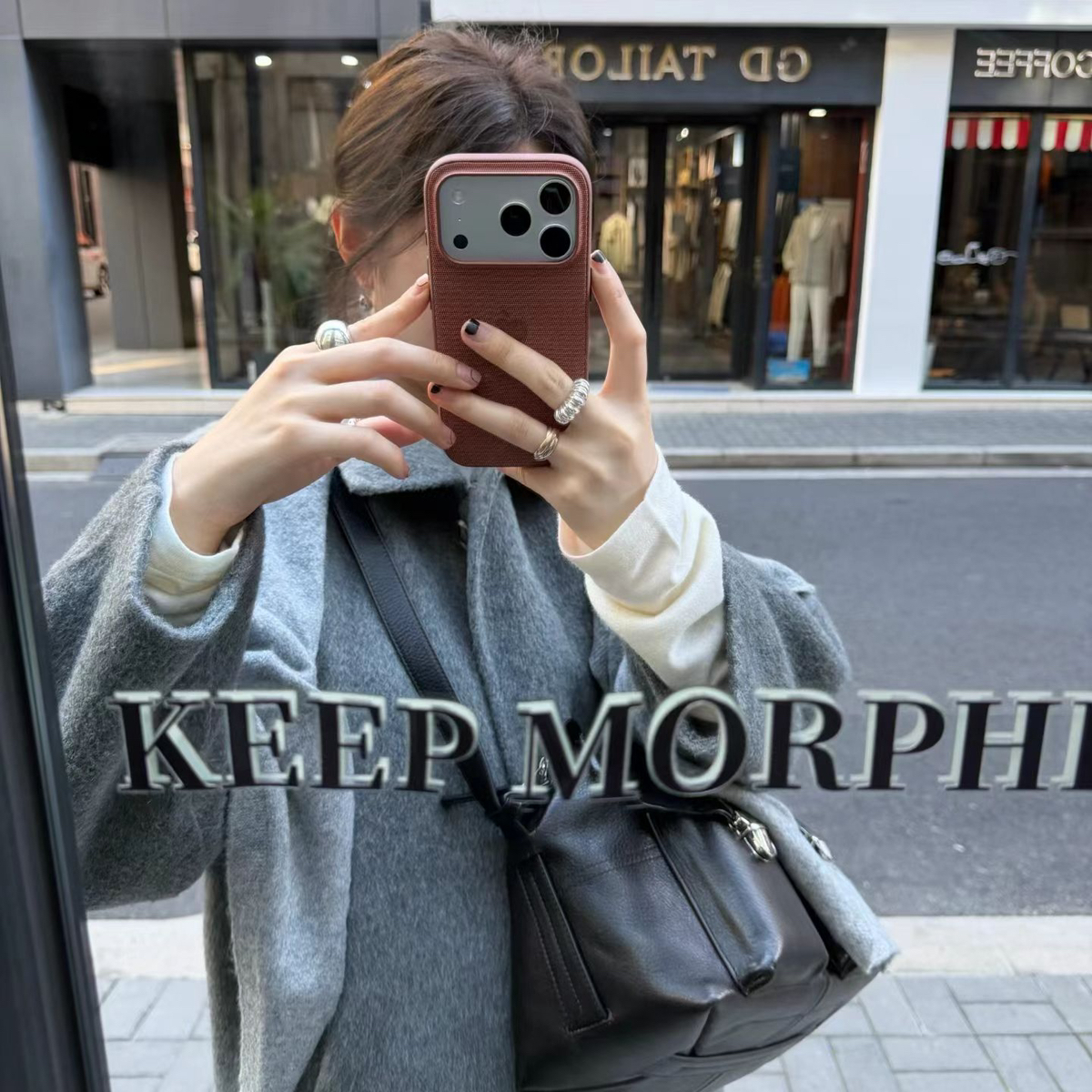 静茹上新大气舒适翻领长款羊毛外套(配腰带)（含100羊毛）S2525