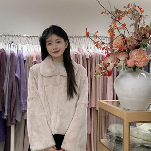 静茹京都少女高级千金气质进口雷克斯獭兔皮草S0917