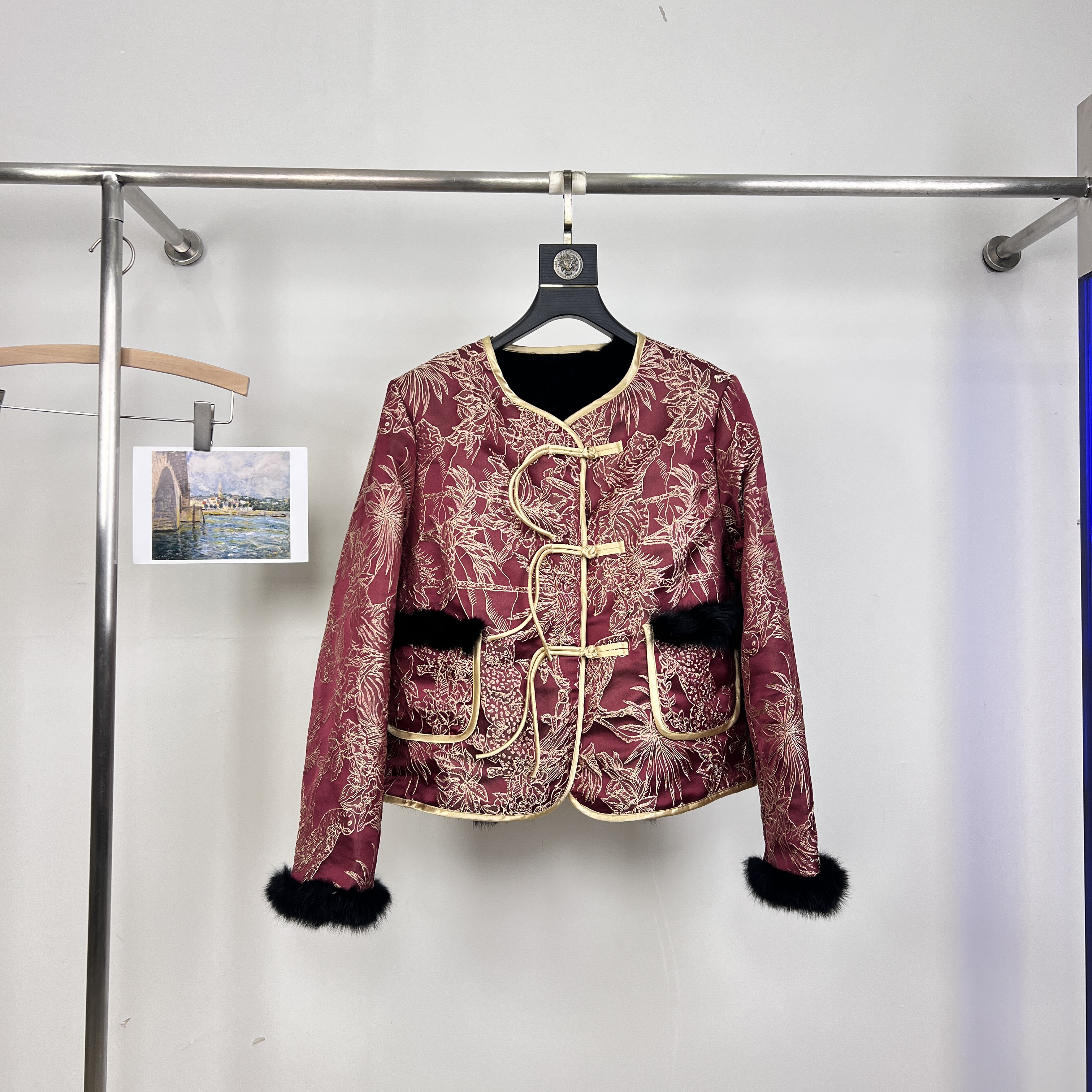 静茹小众扣兔毛加厚保暖皮草外套（含100兔毛）FM212双面穿