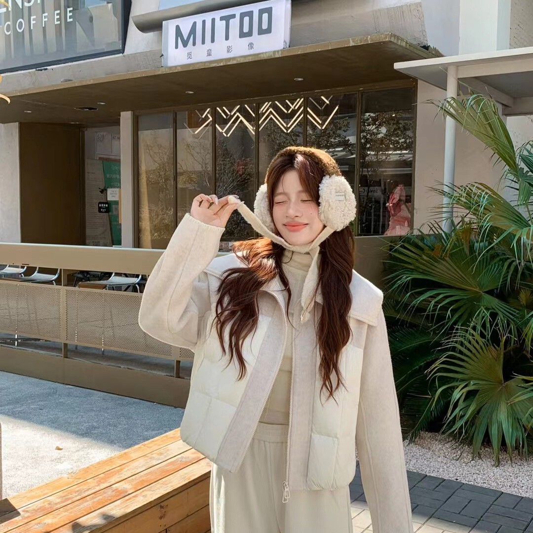 静茹款女冬学院风设计感大翻领加厚保暖羽绒服外套WW11048