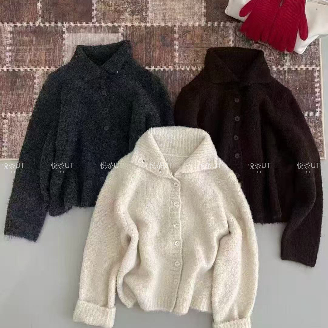 静茹韩系高级感宽松百搭针织开衫(含30.4绵羊毛)yc299