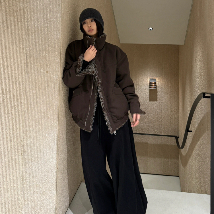 静茹冬上新复古时髦双面穿设计感貉子毛保暖皮草外套PC566