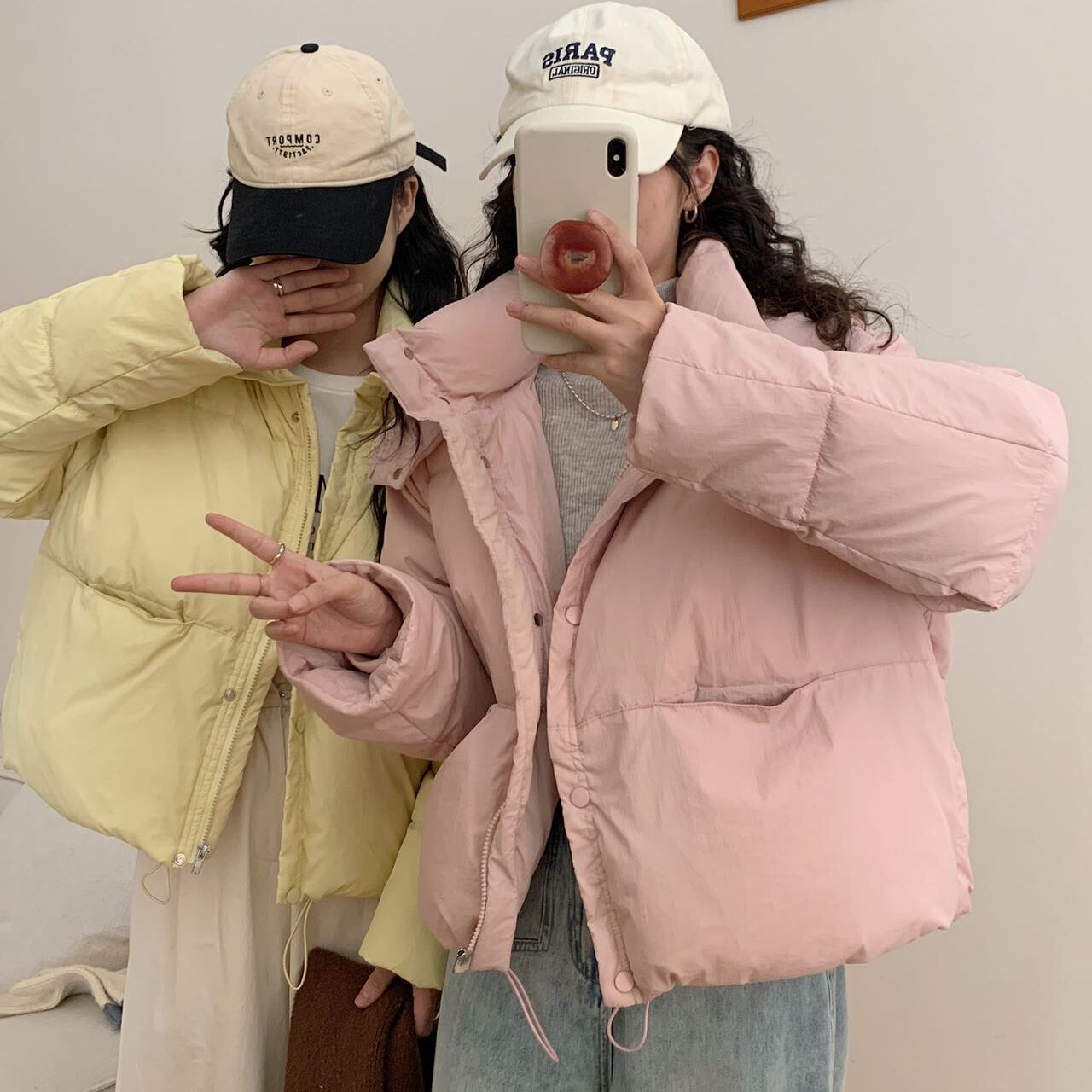 静茹冬上新韩系简约连帽短款加厚面包服保暖羽绒服外套021