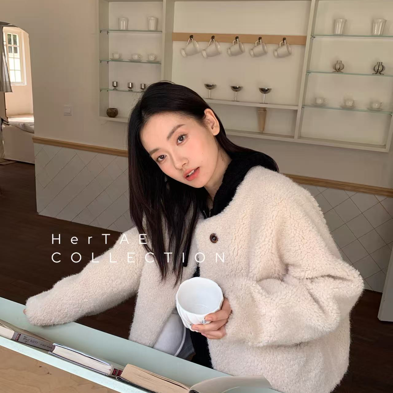 静茹家冬上新禾她Ht驼马绒系列毛绒加厚短外套YD501