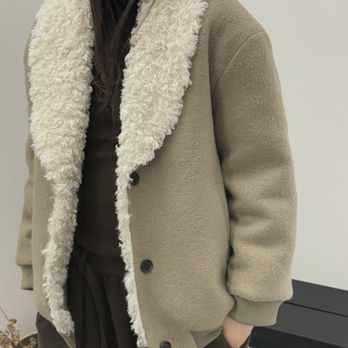 静茹毛外套短外套（含100羊毛）(纯羊毛性价比嘎嘎高)YY-2568