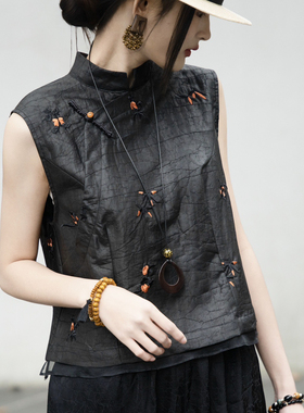静茹欧根纱下摆日常雅致无袖上衣马甲（含100真丝）YS3-zl-A7738
