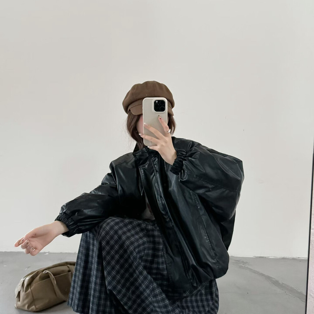 静茹冬上新气质欧货立领皮质保暖羽绒服外套AS8911