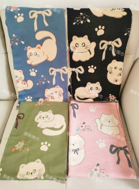 韩版甜美猫咪蝴蝶结秋冬季百搭仿羊绒围巾女披肩两用双面保暖围脖