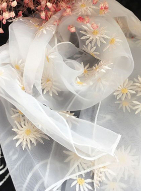 欧根纱立体刺绣甜美长款小披肩