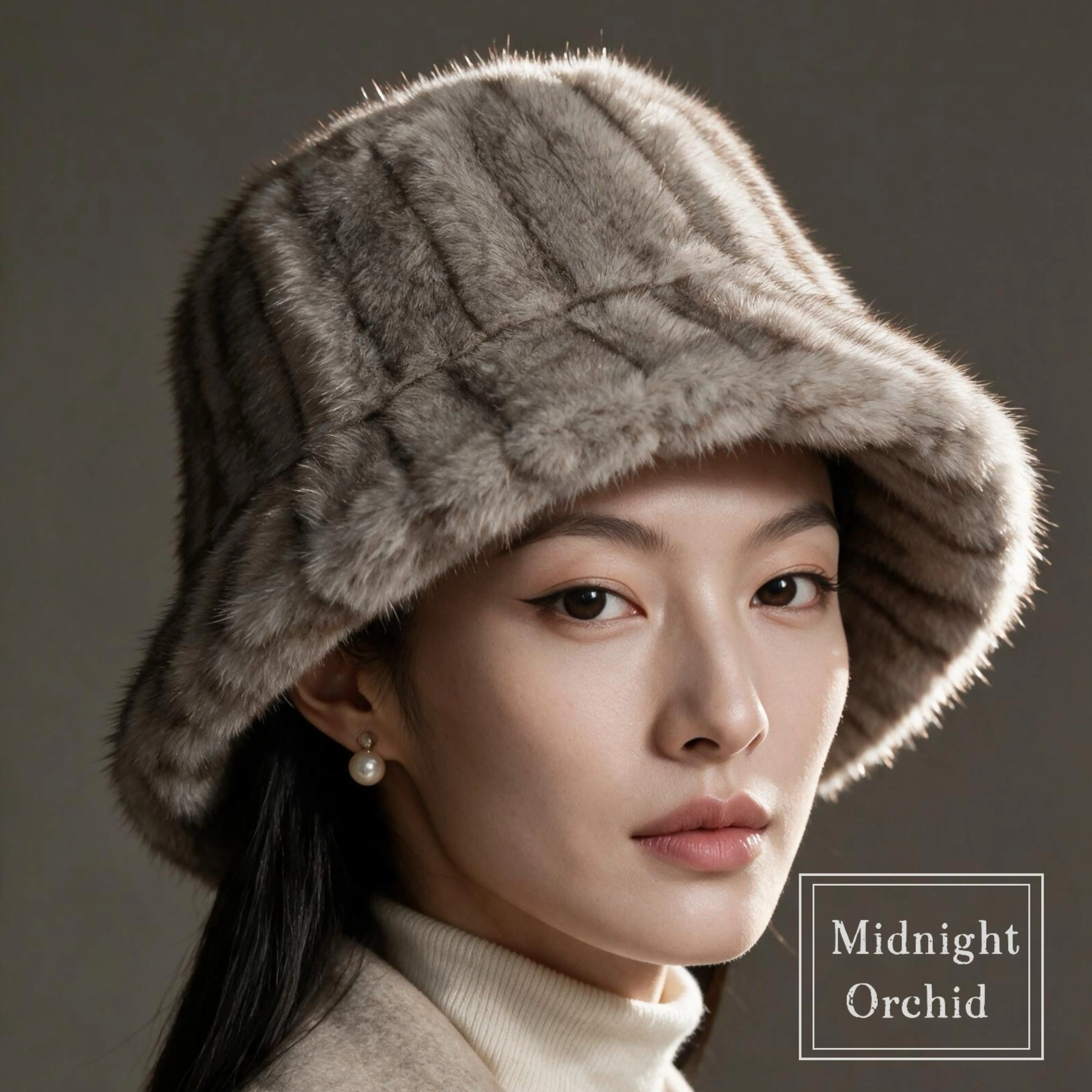 零点兰花秋冬韩版加厚环保貂绒渔夫帽女式简约百搭显脸小保暖盆帽