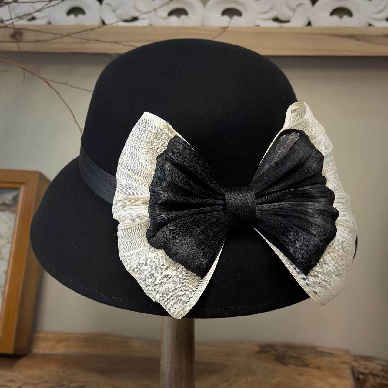 零点兰花秋冬法式专柜丝麻蝴蝶结赫本毛呢帽复古气质优雅百搭礼帽,服饰配件/皮带/帽子/围巾,帽子,淘宝优惠券,粉丝福利购,淘宝优惠卷