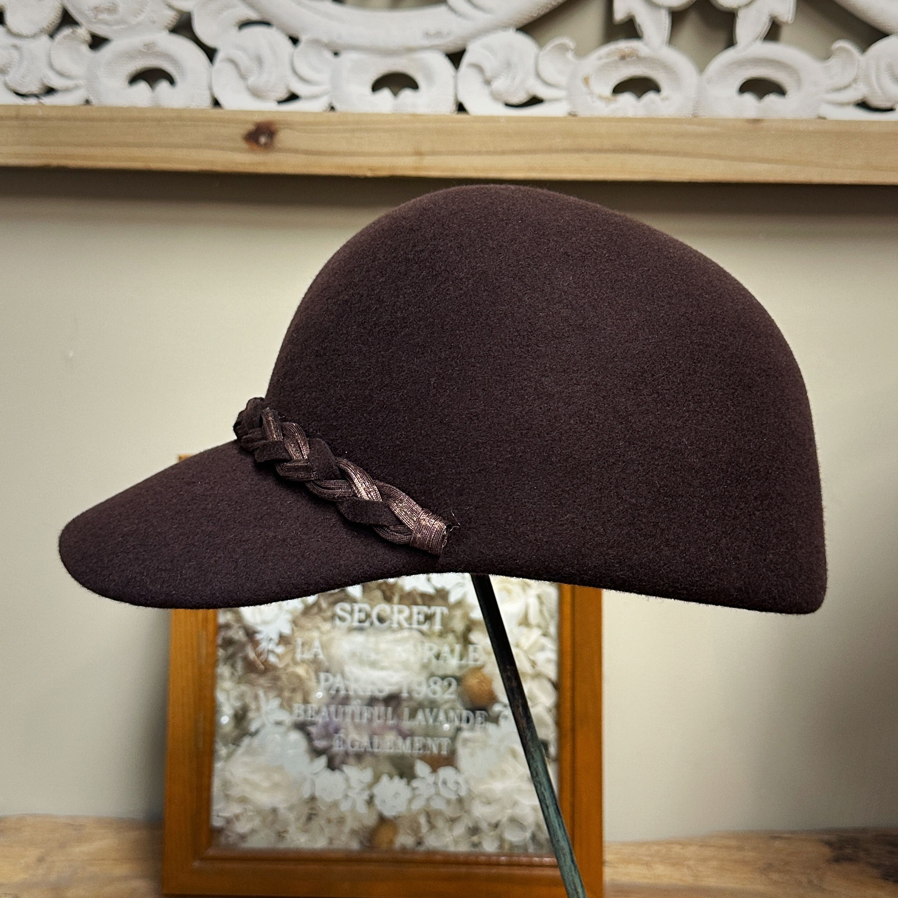 马术圆顶休闲风不规则毛呢骑士帽