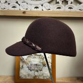 秋冬季 英伦风女士马术骑士圆顶复古不规则帽檐蝴蝶结羊毛呢棒球帽