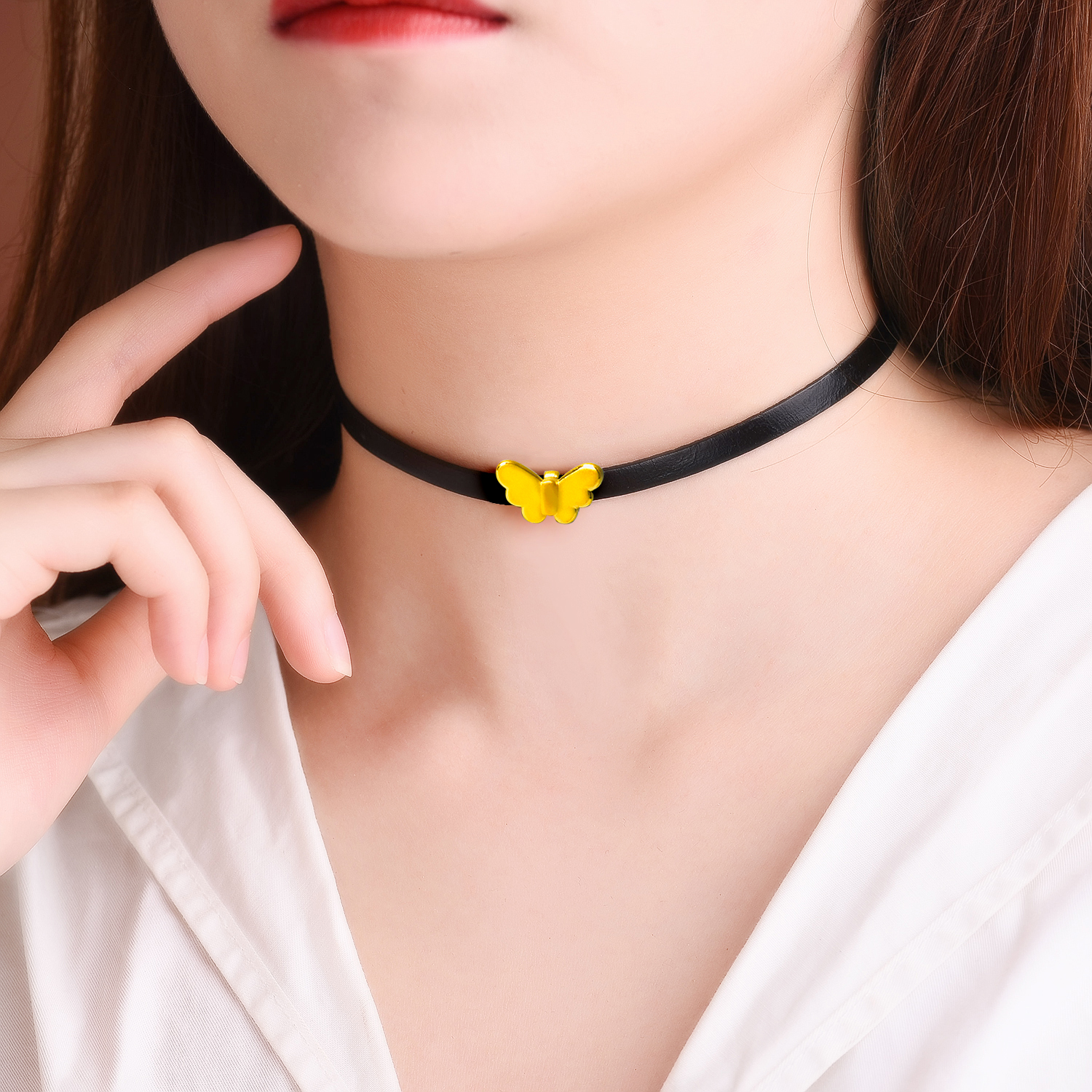 项链皮绳chocker不褪色3d硬金