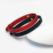 真牛皮手环腕带卡扣手镯双面本命年红绳转运手绳穿硬金DIY纯手工