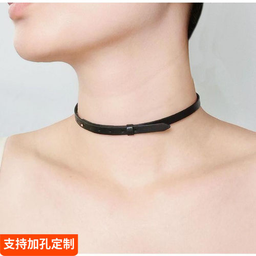 黑皮颈带真皮皮项链chocker手工