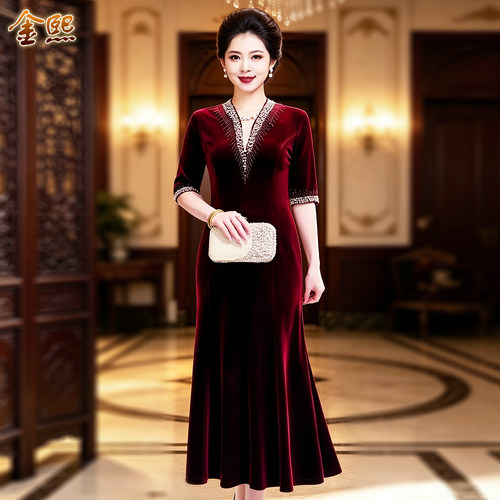 高贵妈妈装鱼尾裙婚礼服连衣裙