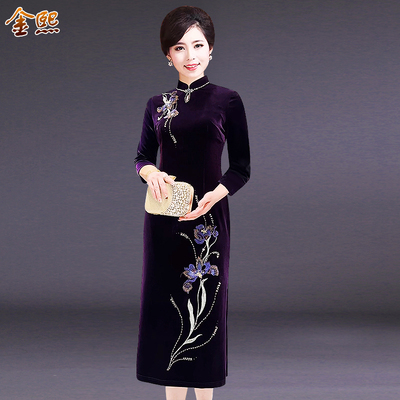 高贵婚礼服旗袍钉珠妈妈装大码