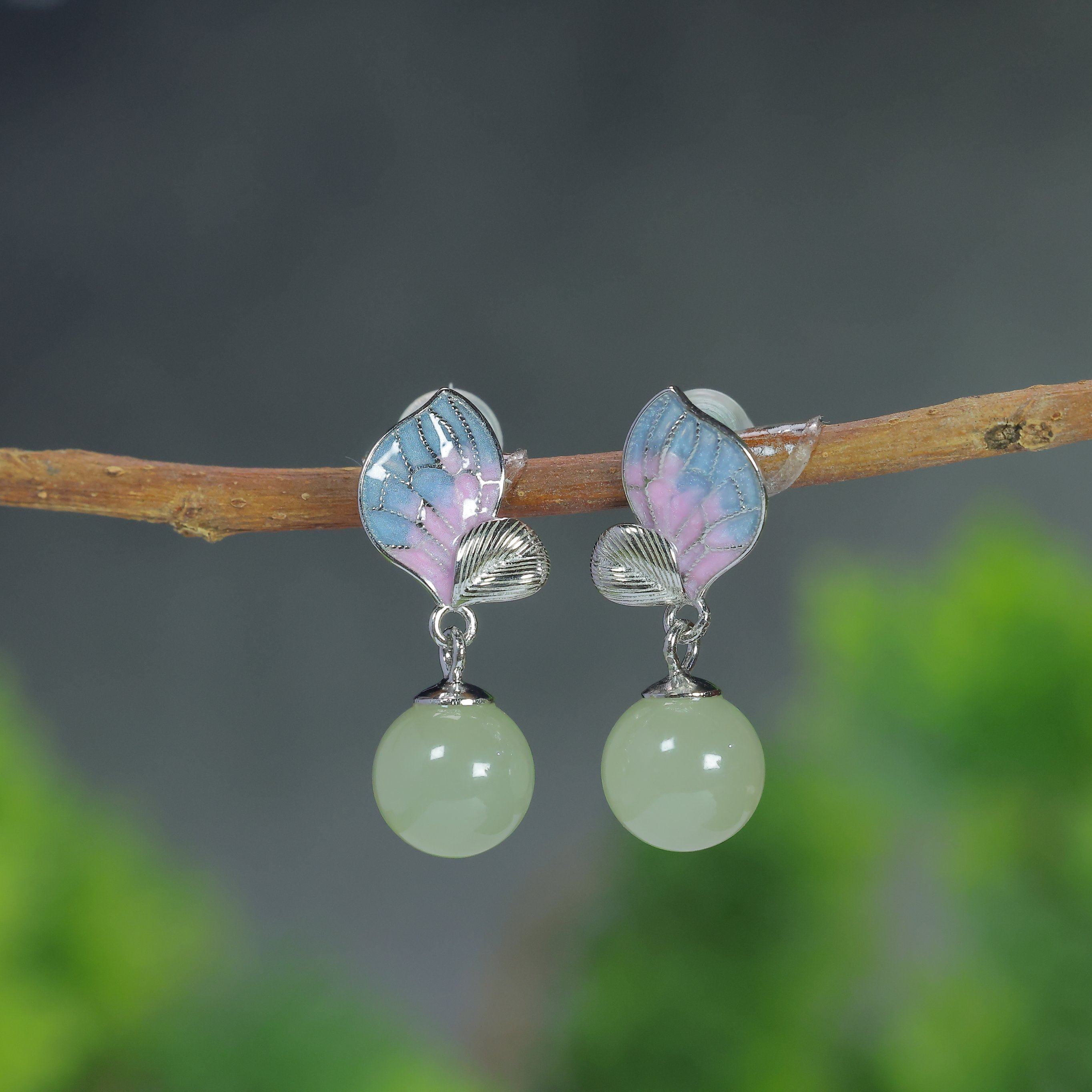 天然和田玉青白玉925银轻奢小清新耳饰珐琅百搭简约玉石耳坠耳环,珠宝/钻石/翡翠,耳饰,淘宝优惠券,粉丝福利购,淘宝优惠卷