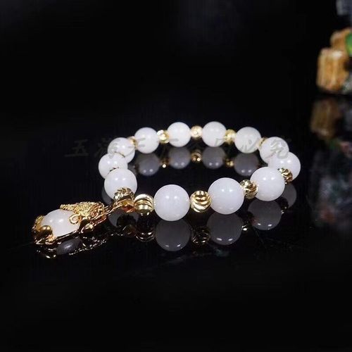 新疆羊脂玉白玉貔貅手链手串