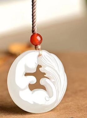 女金丝玉羊脂白九尾狐送女友