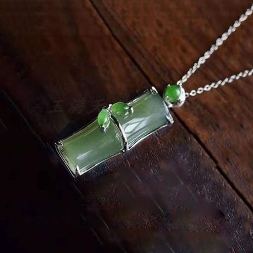 东陵玉竹节女款吊坠项链锁骨链