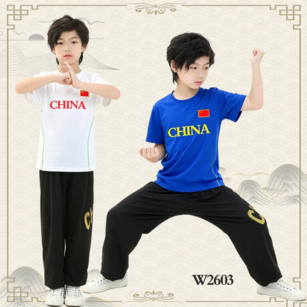 儿童武术练功服夏季短袖冰丝速干中国潮武术训练服装武馆馆服定制