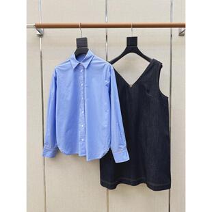 饰牛仔背心裙套装 简约低调经典 V领铜链装 型翻领衬衫 版