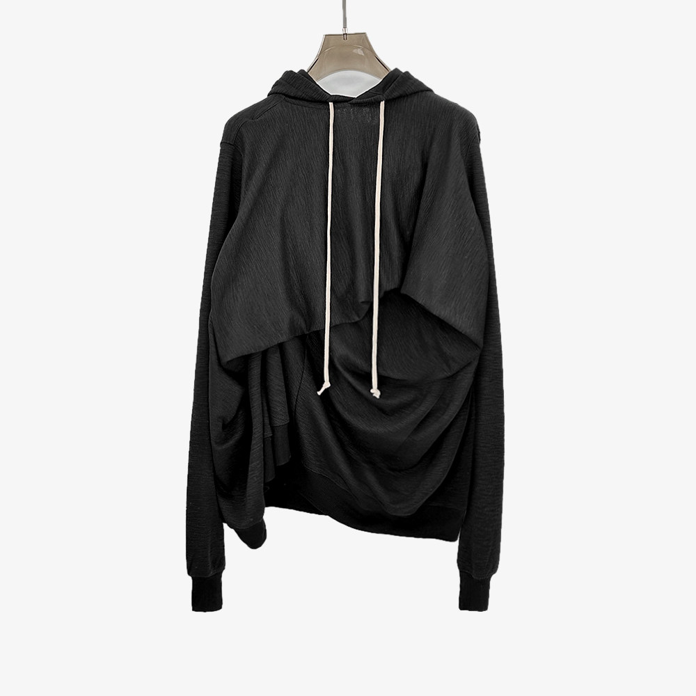 纯色个性连帽卫衣春秋款2024新款设计感宽松时尚慵懒风上衣