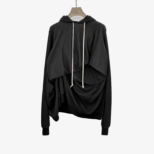 设计感宽松时尚 2024新款 慵懒风上衣 连帽卫衣春秋款 纯色个性