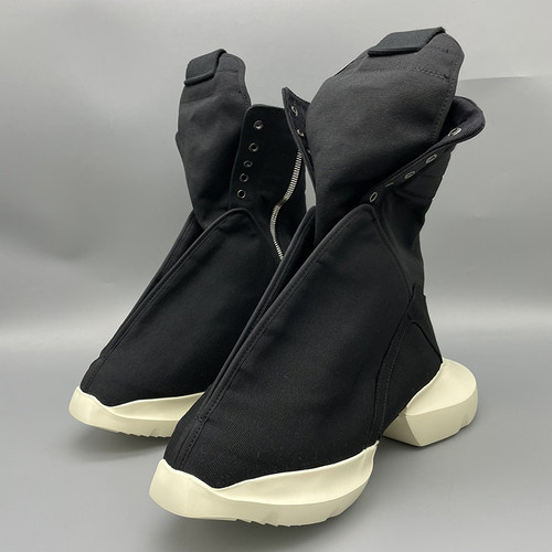 高帮粗纹理棉布高筒靴子男款