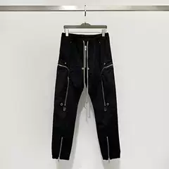 Mainline Fashion Show Dark Heavy-Duty Multi-Zip Side Pocket Biker Functional Slim-Fit Long Pants Unisex Versatile Pants