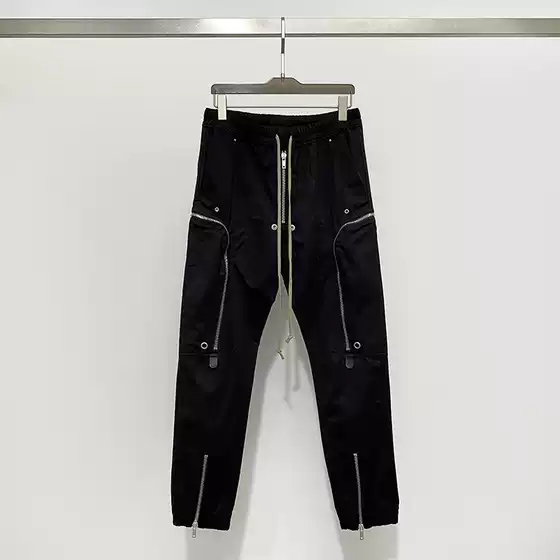 Mainline Fashion Show Dark Heavy-Duty Multi-Zip Side Pocket Biker Functional Slim-Fit Long Pants Unisex Versatile Pants