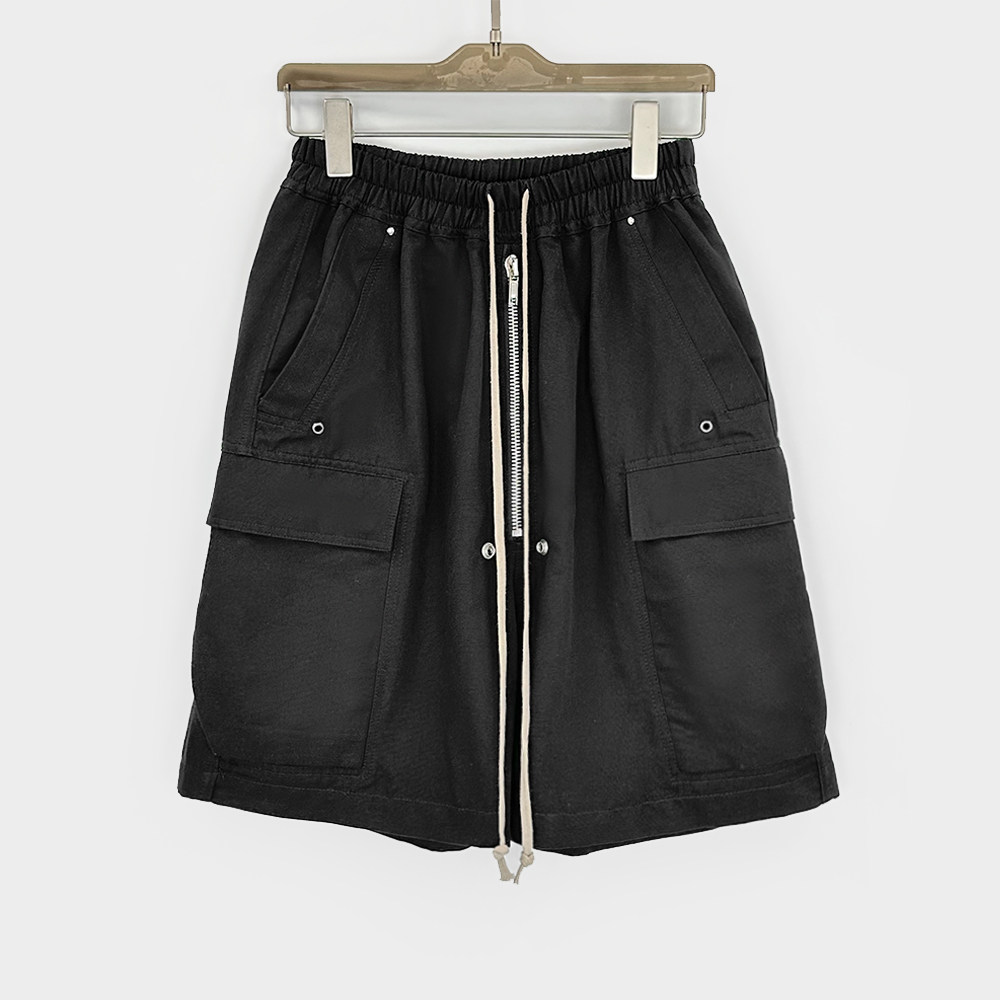 暗黑RO风格高街风潮流宽松大口袋拉链抽绳工装短裤运动休闲五分裤