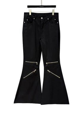 Ro acbt膝盖多拉链小众暗黑工装阔腿宽松休闲喇叭拖地裤子男女潮