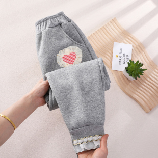 儿童加绒长裤 女童裤 中大童春秋外穿宝宝运动休闲裤 春装 子2024新款