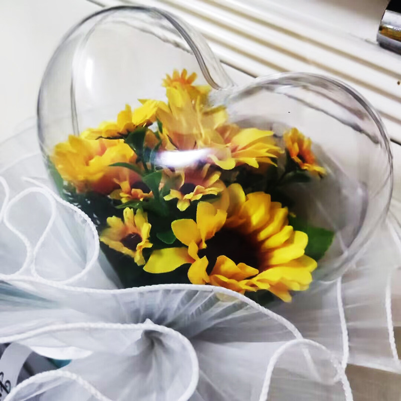 透明爱心球花束亚克力礼品包装永生花装饰桃心带手把塑料波波球