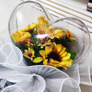 透明爱心球花束亚克力礼品包装永生花装饰桃心带手把塑料波波球