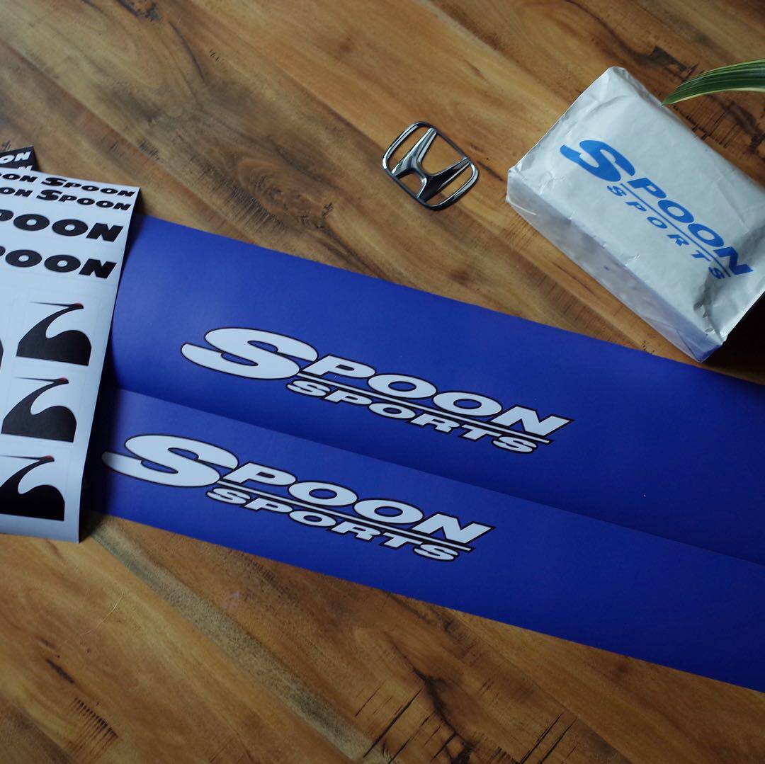 本田粉 飞度 gd3ge8gk5 spoon 前风挡玻璃压头贴纸 仙鹤 type one